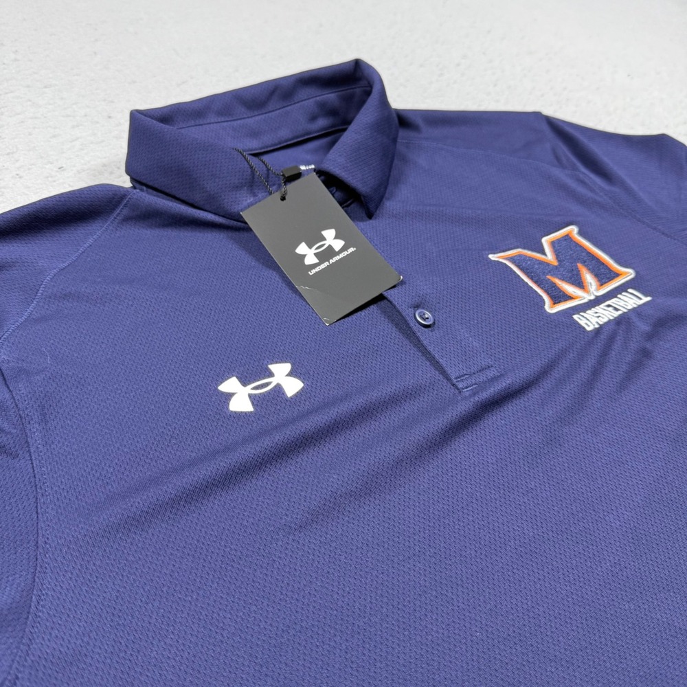 Under Armour Mens Navy Blue M Basketball Performance Polo Shirt Medium NWT